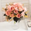 Fleurs séchées blanc Rose artificielle pour la décoration de la maison de mariage de haute qualité en plein air pivoine faux bouquet de fleurs en gros mur organiser