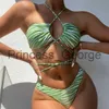 Costumi da bagno taglie forti da donna Sexy Zebra a righe Halter Bikini Set da donna String Around Costumi da bagno Costumi da bagno a fascia Costume da bagno Biquinis Bikini 2023 Mujer x0621