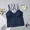 Canotte Canotte Canottiere imbottite sul petto Canottiere sexy da donna Canotte per intimo fitness Top corto in pizzo bralette 2023