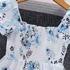 Robes pour filles Nouvel été 2023 Robe imprimée blanche à col carré pour enfants Petit style frais AA230531