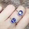 Anelli a grappolo Anello in pietra di tanzanite blu naturale S925 Gemma d'argento Moda Elegante Diana Rotondo Gioielli da donna per feste di matrimonio