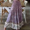 Gonne Boho Stampa casual Maxi gonna Donna Estate Moda Sexy Gonne a vita alta Donna 2021 Pink Beach Floral A-line Gonne lunghe Femme J230621