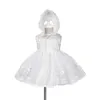 Robe bébé avec chapeau enfant en bas âge sans manches dentelle Tulle baptême robe de baptême formelle nouveau-né filles vêtements