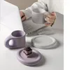 Muggar kreativa färgglada fett keramik med tefat kaffe mugg mjölk te office koppar dricksvaror födelsedagspresent till vänner
