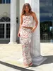 Платье с двумя частями Hirigin Женщины Летние сексуальные наряды красочные цветочные топы рукавов Y2K Slim Bandeau и повседневная эластичная длинная юбка Set Clubwear 230620