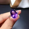 Bagues de cluster Big Taille Purple Amethyst Gemstone Bague pour femmes Fine Bijoux Naturel Véritable Gem 925 Sterling Silver Cadeau d'anniversaire