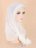 Vêtements ethniques Turban blanc avec double décoration en croix Bonnet européen et américain Printemps Automne Polyester Overhead