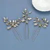 Hair Clips 3 Hairpins Set U-shaped Alloy Headwear Rhinestone Wedding Bridal Accessories Girls Styling Tools SAL99