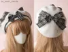 Mode japonais JK Lolita béret chapeau pour femmes filles laine Kaii nœud papillon feutre bonnet hiver chaud chapeaux L230523