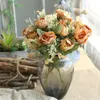 Getrocknete Blumen, künstliche Rose, 27 cm, Seide, günstige Herbstdekoration, weiß, für Hochzeit, Zuhause, Weihnachten, Herbst, gefälschter Blumenstrauß