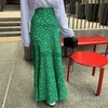 Skirts Kimutomo Elegant Loose Floral Print Color Contrast Long Skirt Woman Gentle Elastic High Waist Large Swing A-line Pleated Skirts J230621