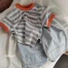 T skjortor barnkläder baby bambu jie bomull topp pojkar flicka koreanska barn anti färg t shirt kort hylsa 2023 sommarhalva ärm 230620