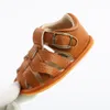 Första vandrare 4Colors Summer Born Sandals Baby Boys Soft Leather Shoes Bebe Boys Prewalker Soft Sole äkta läderstrand Sandaler 230620