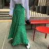 Skirts Kimutomo Elegant Loose Floral Print Color Contrast Long Skirt Woman Gentle Elastic High Waist Large Swing A-line Pleated Skirts J230621