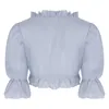 Giacche da donna Womens 3/4 Sleeve See-through Adorable Frilly Chiffon Cardigan Semi See Through Bolero Shrug Lace-up Crop Top Cove Ups