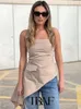 Dames Tanks Camis TRAF Mode Asymmetrische Hals Kraag Mouwloos Casual Top Vest Sling Comfortabel Cropped Dames Sling Top 230620