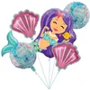 New Mermaid Birthday Party Disposable Tableware Set Under The Sea Party Little Mermaid Girls 1st Birthday Decoration Shell Balloons