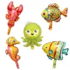 New 45Pcs Ocean World Under Sea Animal Balloons Blue Number Foil Balloon Kids Birthday Party Decoration Baby Shower Helium Globos