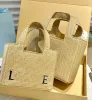 2023 new fashion Beach Bag Embroidered Straw Woven Shopping Bag Vegetable Basket Summer New Spell Leather Beach Holiday Handbag Purse