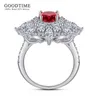 خاتم زواج Solitaire Ring للنساء Pure 100 ٪ 925 Sterling Silver Red High Carbon Gemstone Ring Hight Valentine Gift for Girlfriend 230620