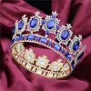 Stor drottning King Pageant Crown for Wedding Tiaras och Crowns Big Crystal Rhinestone Diadem Brudhuvudbonadsmycken