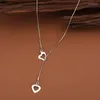 Pendentif Colliers Mode Double Coeur D'amour Pour Les Femmes Simple Ruban Couleur Personnalité Long Gland Collier Parti Bijoux Cadeaux