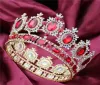 Koronka Krony Królowej Króla Królowej na tiary ślubne i koronki Big Crystal Rhinestone Diodem Bridal Headdress Biżuteria