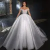 Vit Off the Shoulder Beading Bride Dress paljett Pleat Satin Bridal Dresses Plus Size Princess Wedding Gowns 326 326