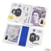 Autres fournitures de fête festives Prop Money Toys Uk Pounds Gbp British 10 20 50 Faux billets commémoratifs Jouet pour enfants Cadeaux de Noël Dhetp