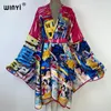 Grundläggande casual klänningar Winyi Bikini Cover-Ups Fashion Printing Self Belted Women Summer Clothing Kimono Holiday Dress Beach Wear Swim Suit Cover Up 230620