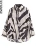 Bluzki damskie koszule xnwmnz 2022 Summer Women Fashion Lapel Bawełniany zbirowy Zebra Koszula Kobieta Kobieta luźne bluzki swobodne topy Kobieta J230621