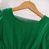 Girl's Dresses Kids Dress For Girls 8-12Year Green Bubble Sleeves V-Neck Dress SweetStyle AA230531