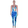 Dames Jumpsuits Rompertjes Doury Tie Dyed Jumpsuits Vrouwen Vetersluiting Halterhals Backless Romper voor Dames Zomer Club Outfit Holle Onregelmatige Catsuits 230620