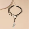 Anhänger Halsketten Schwarz Koreanische Samt Layered Choker Halskette Für Frauen Legierung Einzigartiges Design Retro Temperament Goth Boho Schmuck Großhandel