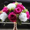 Flores secas 26cm seda branca artificial rosa bola palco estrada chumbo flor peças centrais para mesas buquê diy casamento casa arranjo