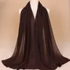 Halsdukar 180 75 cm glitters chiffong hijab halsduk sommar muslimska kvinnor soild färg vanlig damhuvud islamisk sjal stal
