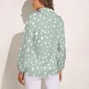 Women's Blouses Women's Dalmatian Spots Blouse Long Sleeve White Dots Print Vintage Women Korean Fashion Oversized Shirt Graphic Top