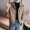 Herrjackor Autumn och Winter Fashion Trendy Boutique Woolen Jacket Men's Korean Slim Lapel Casual Male Solid Color Fit