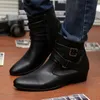 Primavera Novos Saltos Marrons Homens Ankle Boots Bicudos Zíper Mens Botas de Couro Marca Chelsea Boots Homem Plus Size 39-47 botas de cuero