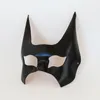 Forniture per feste Pipistrello nero Cosplay Mezza maschera facciale Pelle bovina fatta a mano Vera pelle Halloween Night Dance Ball Adult Masquerade Prop