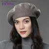 ENJOYFUR Vrouwen Winter Wol Gebreide Franse Baret Warme Klassieke Effen Kleuren Mode Baret Hoeden Voor Lady L230523