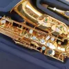 Klassisches 54 Es-Altsaxophon aus lackiertem Goldmessing, eins zu eins geschnitzt, französisches Jazzinstrument, Altsaxophon mit Koffer