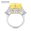 Solitaire Ring Luxury Ring For Women Pure 100% 925 Sterling Silver Light Golden High Carbon Gemstone Wedding Ring Bridal Jewelry Accessories 230620