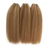 Faits saillants Bundles de cheveux humains Piano Couleur # 4 mélangé avec # 27 Extensions de trame péruvienne vierge Kinky Straight Hair Weaves 100g