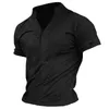 Camisetas Masculinas Masculinas de Algodão Altas Camisas Masculinas de Verão Manga Curta Casual Top Sólido Gravata Decote 2xlt Para Homens