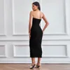 2023 new ins sexy breast wrap hip skirt solid color dress beach long dress dress