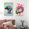 Kolorowe punkowe malowanie na płótnie Neon gracz zdalny kontroler grafika fajna gra sztuki ścienna obraz do salonu pokój domowy pokój dekoracyjny malarstwo cuadro w01