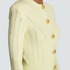حاكمة المرأة المحملات المرأة قصيرة وطويلة الأكمام الطويلة يريكو كارديجان مع أزرار ذهبية كبيرة تصميم ضئيلة على شكل ملابس قطعة عمل قطعة أعمال 55