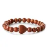 Pulseras de piedra natural con forma de corazón de 8 mm Ojo de tigre Brazaletes de cuarzo rosa Pulsera para mujer Joyería de yoga