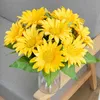 Dried Flowers 33cm Artificial Transparent Tube Single Sunflower Fake Plant Wedding Silk Bouquet Decoration Household Party Supplies